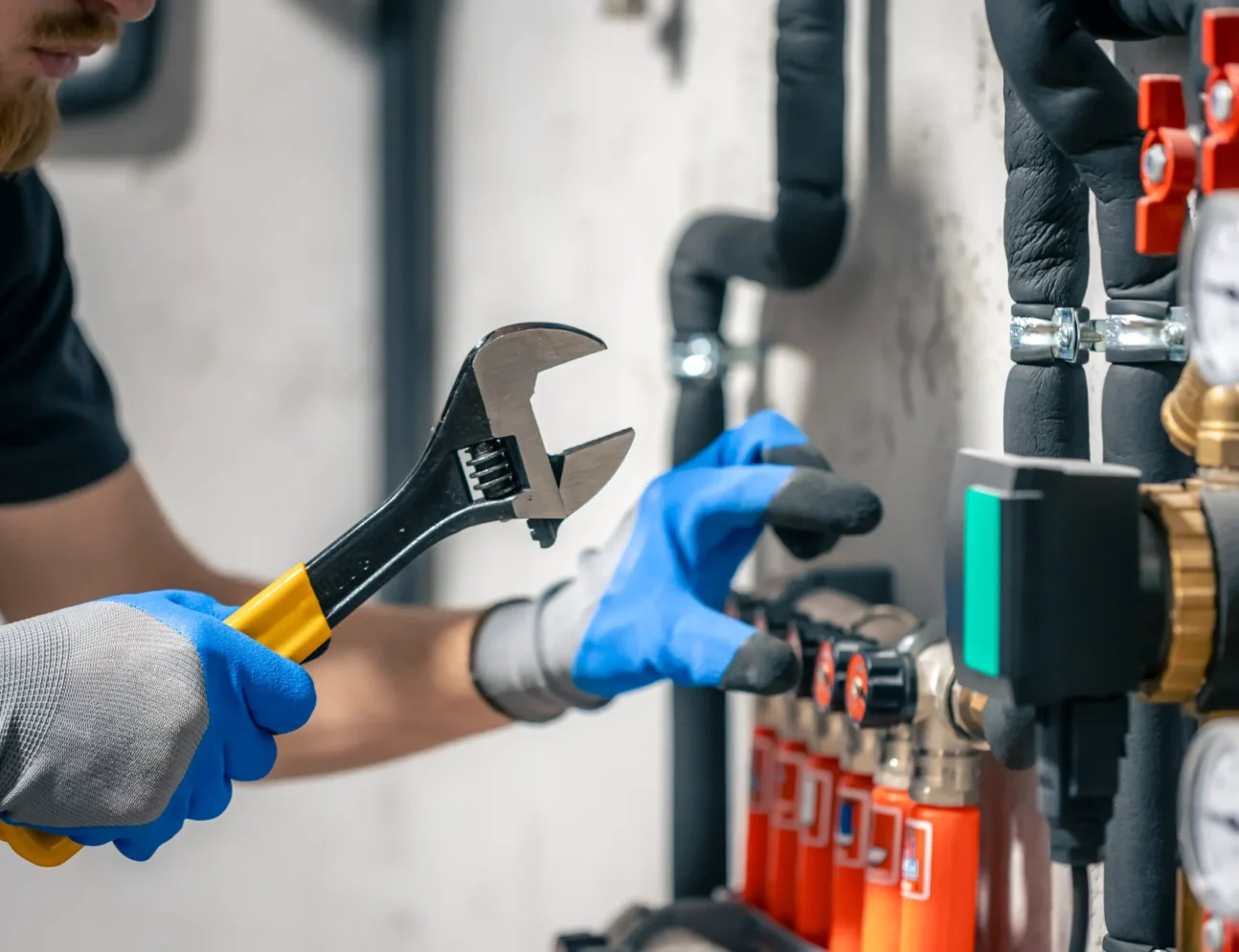 MediaMorph_man-installs-heating-system-house-checks-pipes-with-wrench_min